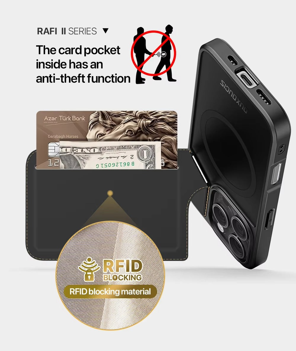 Premium Apple iPhone Case, MagSafe Compatible, Camera Lens and Screen Protection, Ultra Thin, Shockproof, Magnetic, Full All Around Protection, 3-in-1 Business Card Cover