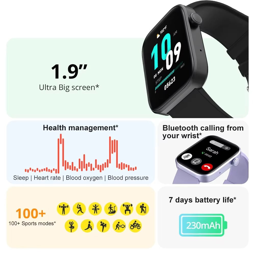 Premium Smartwatch with Bluetooth Calling, Health Monitoring Features, IP68 Waterproof Fitness Watch with Voice Assistant for iPhone Users