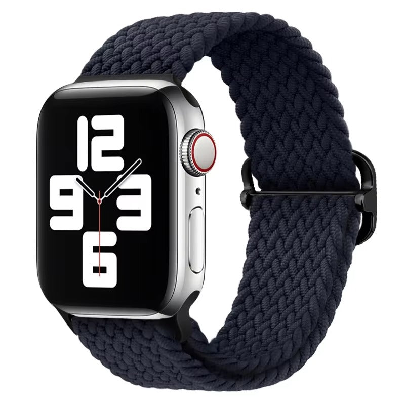Premium Nylon Braided Solo Loop for Apple Watch – Adjustable Elastic Strap, Breathable Band for 40mm to 46mm Apple 