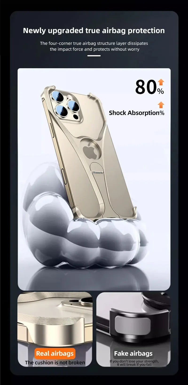 Premium Apple iPhone Case, MagSafe Compatible, Camera Lens & Screen Protection, Ultra Thin, Shockproof, Magnetic Full All Around Cover – Frameless Aluminum Alloy Case with Metal Holder, Stand & Heat Dissipation Design