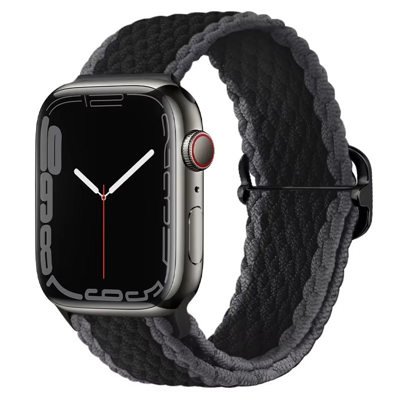 Premium Nylon Braided Solo Loop for Apple Watch – Adjustable Elastic Strap, Breathable Band for 40mm to 46mm Apple 