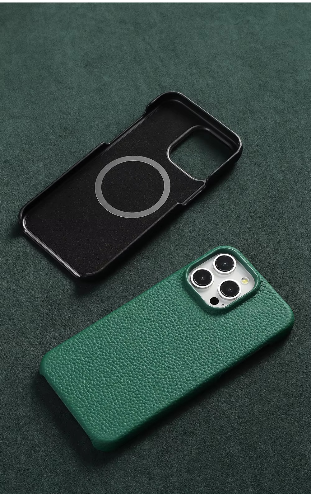 Luxury Natural Cowhide Leather MagSafe iPhone Case – Lychee Texture, Durable & Stylish Phone Back Cover | Case for iPhone