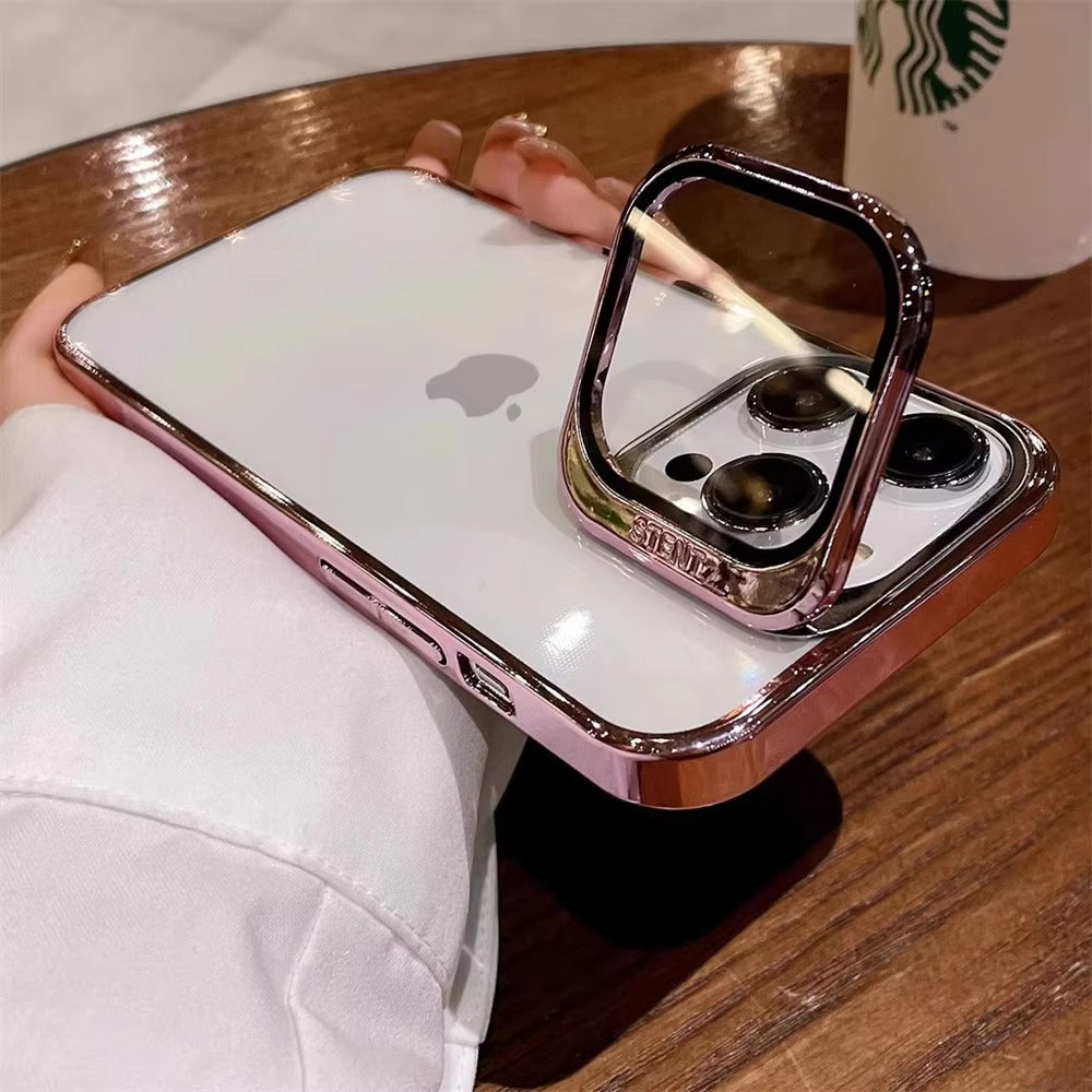 Luxury Apple iPhone Case, Ultra Thin Shockproof Magnetic Full All Around Protection Cover with Plating Stand & Hard Shell