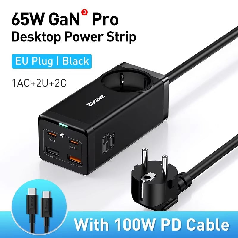 Premium, GaN3 Pro USB Charger Power Strip – Desktop Charging Station with Type-C, PD, QC 4.0, QC 3.0 Fast Charging