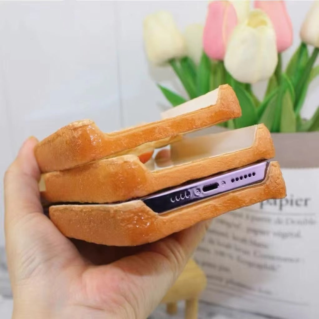 Premium Apple iPhone Case, MagSafe Compatible, Camera Lens and Screen Protection, Ultra Thin, Shockproof, Magnetic, Full All Around Protection, 3D Toast Bread Soft Cover