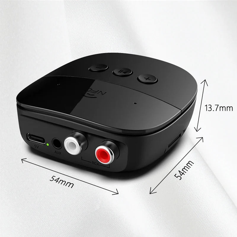 Premium Bluetooth 5.2 Audio Receiver for iPhone – Wireless RCA & TF Card, Mic Input, NFC, Car Kit & Speaker Amplifier Support