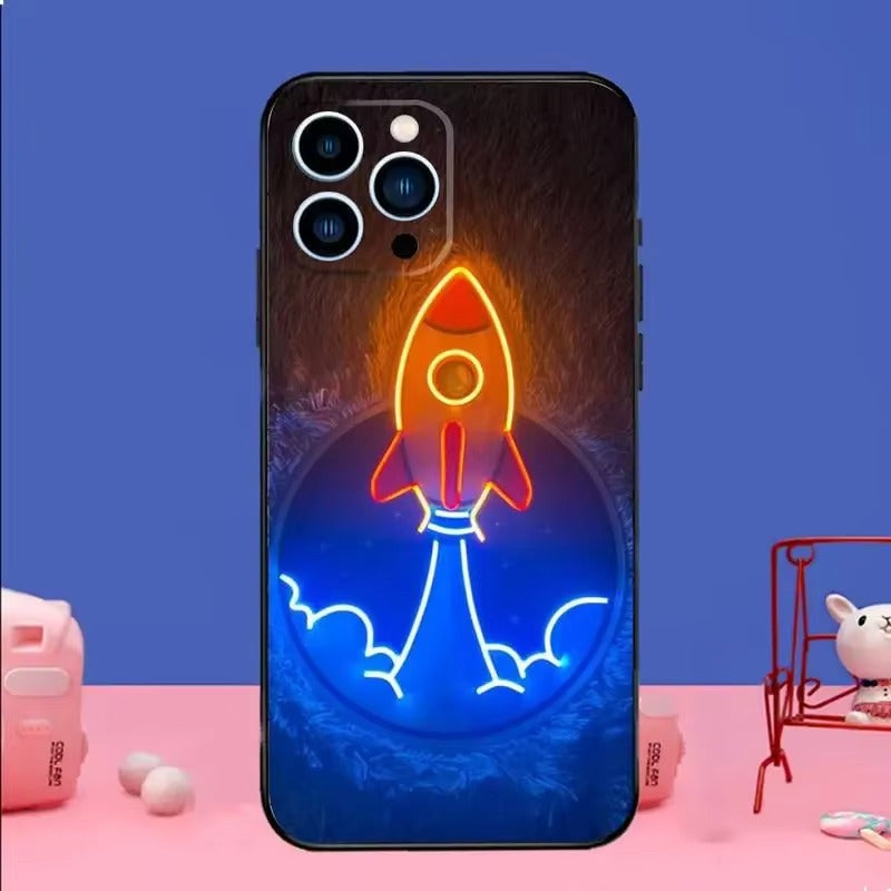 Premium Apple iPhone Case, MagSafe Compatible, Camera Lens and Screen Protection, Ultra Thin, Shockproof, Magnetic, Full All Around Protection, Neon Light Black Cover