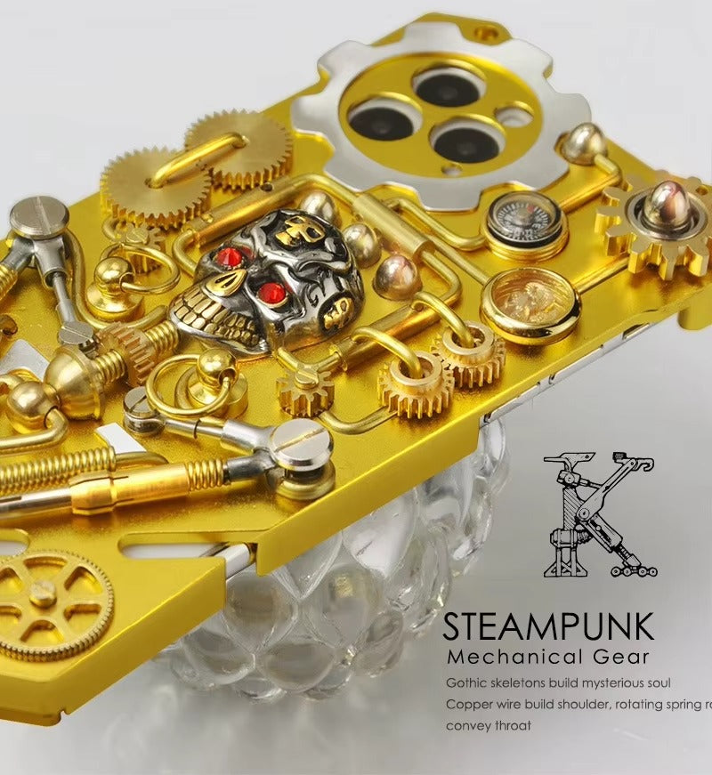 Robust Apple iPhone Case, MagSafe Compatible, Camera Lens and Screen Protection, Ultra Thin, Shockproof, Magnetic, Full All Around Protection, Gear Compass Skull Cover