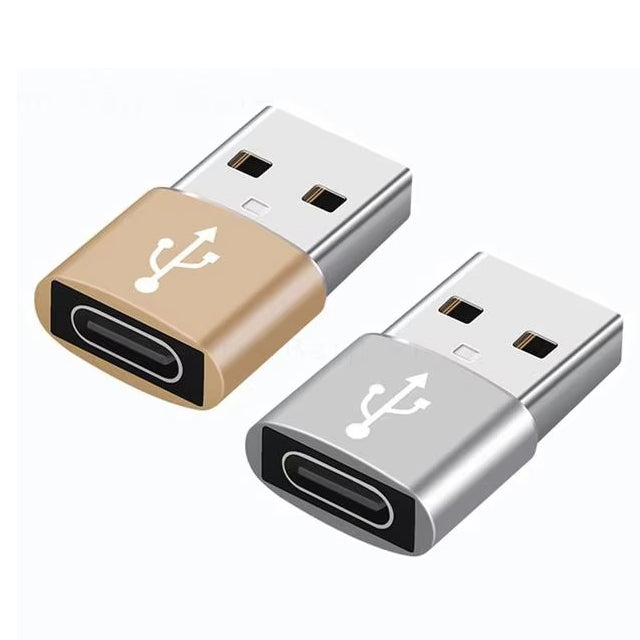 High Quality USB to Type-C Charger Adapter – 2PCS OTG Converter for iPhone, Plug & Play, Data Sync 480Mbps, Aluminum Alloy, Universal Type-C Compatibility