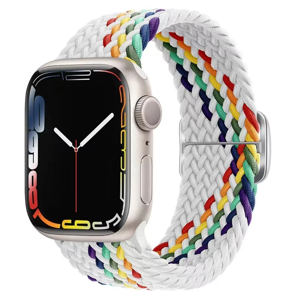 Premium Nylon Braided Solo Loop for Apple Watch – Adjustable Elastic Strap, Breathable Band for 40mm to 46mm Apple 