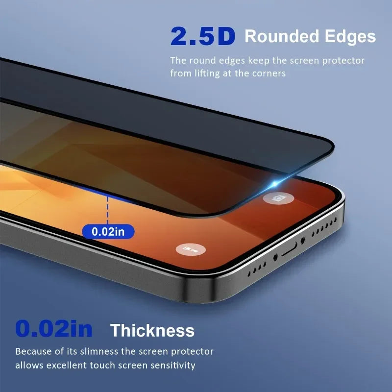 Premium 5Pcs Full Cover Privacy Screen Protector Anti-Spy Tempered Glass Scratch-Resistant & Water-Resistant for Apple iPhone