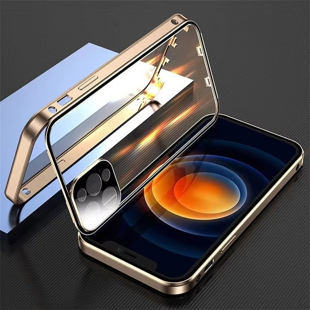 Premium Apple iPhone Case MagSafe Compatible, Camera Lens & Screen  Protection Cover with Double Glass Snap Lock