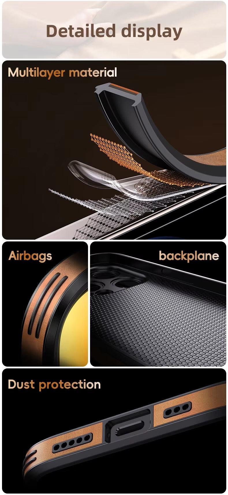 Premium MagSafe Leather iPhone Case with Magnetic Shockproof Design, Glass Lens Protector, Full Body Drop Defense, 