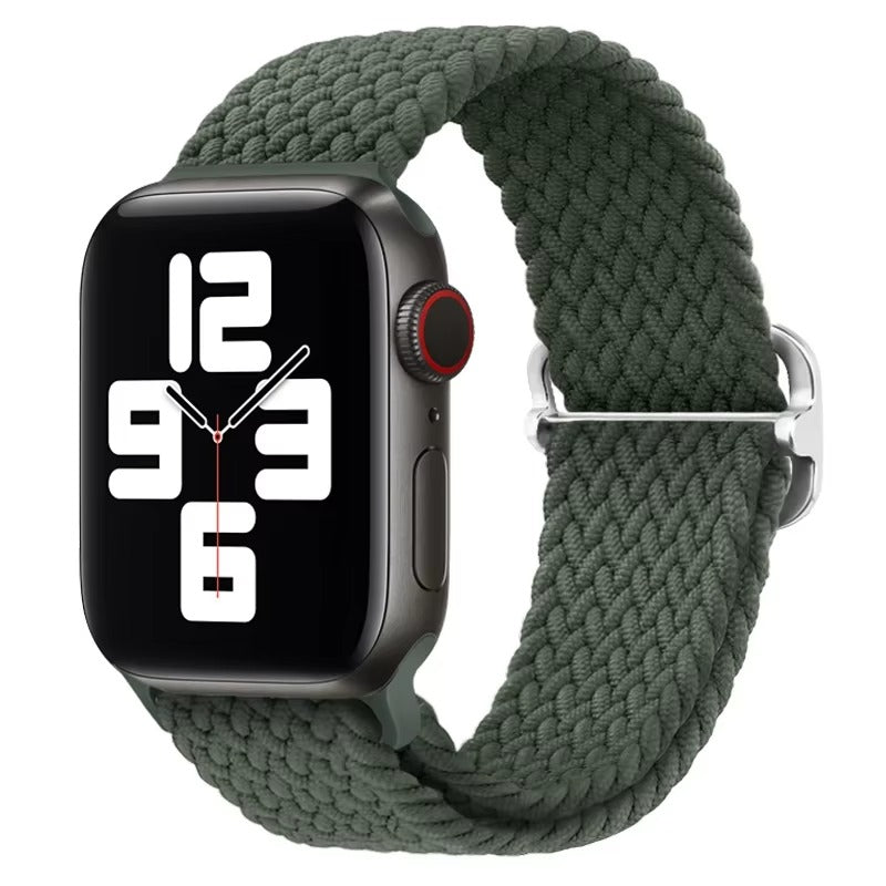 Premium Nylon Braided Solo Loop for Apple Watch – Adjustable Elastic Strap, Breathable Band for 40mm to 46mm Apple 