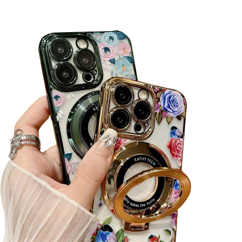 Premium Apple iPhone Case, MagSafe Compatible, Camera Lens and Screen Protection, Ultra Thin, Shockproof, Magnetic, Full All Around Protection, CD Flower Holder Cover
