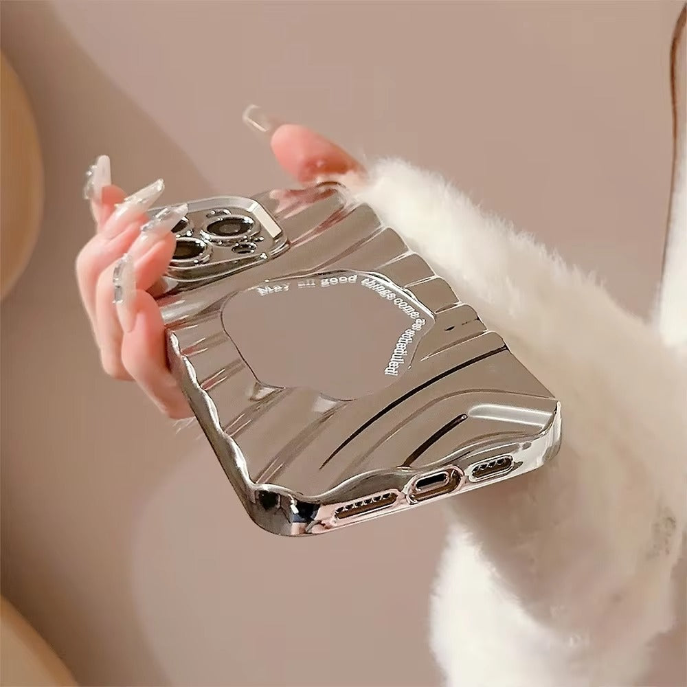 Luxury Apple iPhone Case, MagSafe Compatible, Camera Lens and Screen Protection, Ultra Thin, Shockproof, Magnetic, Full All Around Protection, Wavy Mirror Bumper Cover