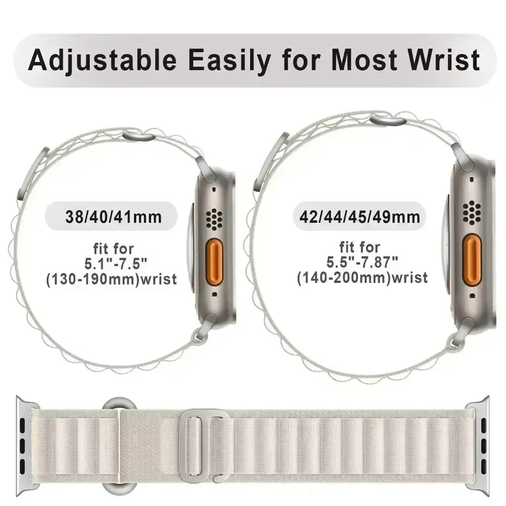 Premium Alpine Loop Nylon Watch Strap – Adjustable G-Hook Bracelet Band with Metal Connectors for 38mm 40mm 41mm 42mm 44mm 45mm 49mm