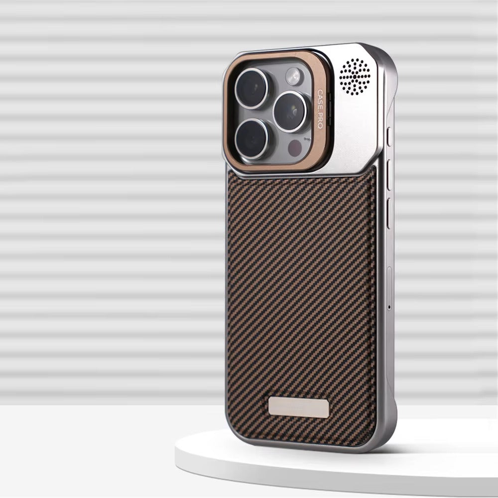 Luxury Apple iPhone Case, MagSafe Compatible, Camera Lens & Screen Protection, Ultra Thin, Shockproof, Magnetic Full All Around Cover – Frameless Carbon Fiber Pattern Slim Case with Lens Holder & Wireless Charging Support