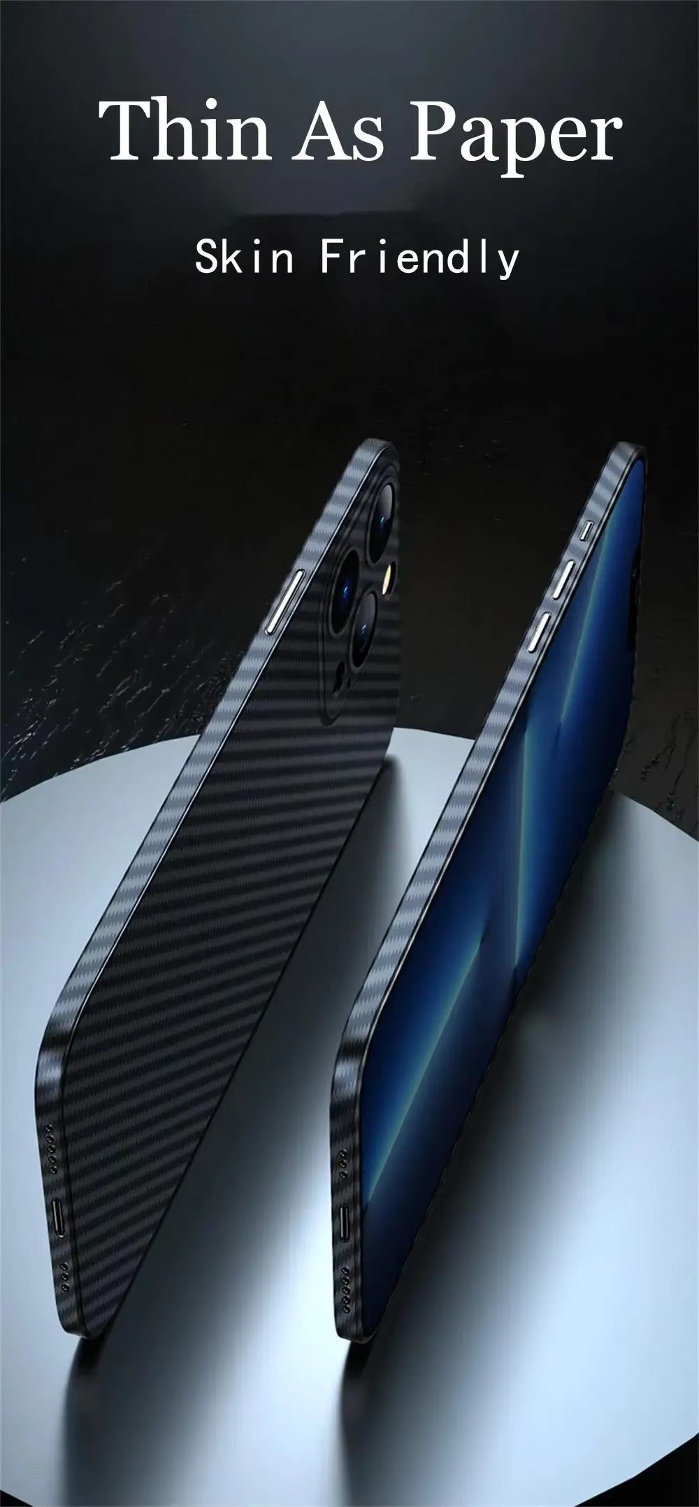 Luxury Apple iPhone Case, MagSafe Compatible, Camera Lens & Screen Protection, Ultra Thin, Shockproof, Magnetic Full All Around Cover – Ultra Thin 0.2mm Carbon Fiber Matte PP Back Cover for Lightweight Sleek Protection