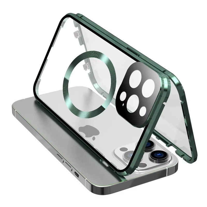 Premium 360° Glass Apple iPhone Case, MagSafe Compatible, Ultra Thin Magnetic Shockproof Full Protection