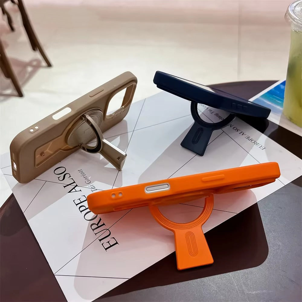 Luxury Apple iPhone Case, MagSafe Compatible, Camera Lens & Screen Protection, Ultra Thin, Shockproof, Magnetic Full All Around Cover – Invisible Folding Bracket Silicone Case with Soft Touch Finish