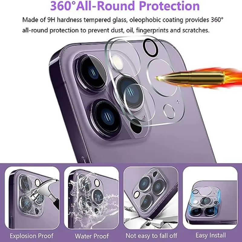 Ultra Thin Camera Lens Protector for iPhone – 4PCS Full Coverage Tempered Glass, Anti-Scratch, Dust-Free, Anti-Fingerprint, HD Clarity, Strong Adhesion
