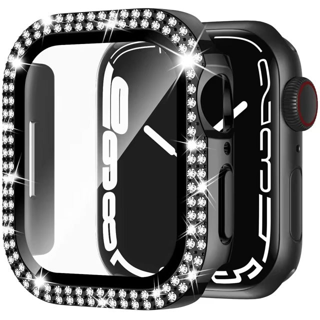 Luxury, Bling Diamond Case with Glass Screen Protector for Apple Watch –   for 38mm, 40mm, 41mm, 42mm, 44mm, 45mm