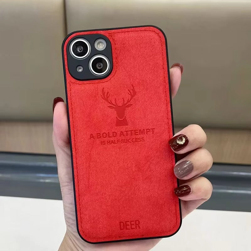 Luxury Textured Canvas iPhone Case with MagSafe Support, Shock-Absorbing Bumper Frame, Leather Feel Grip, Drop Protection