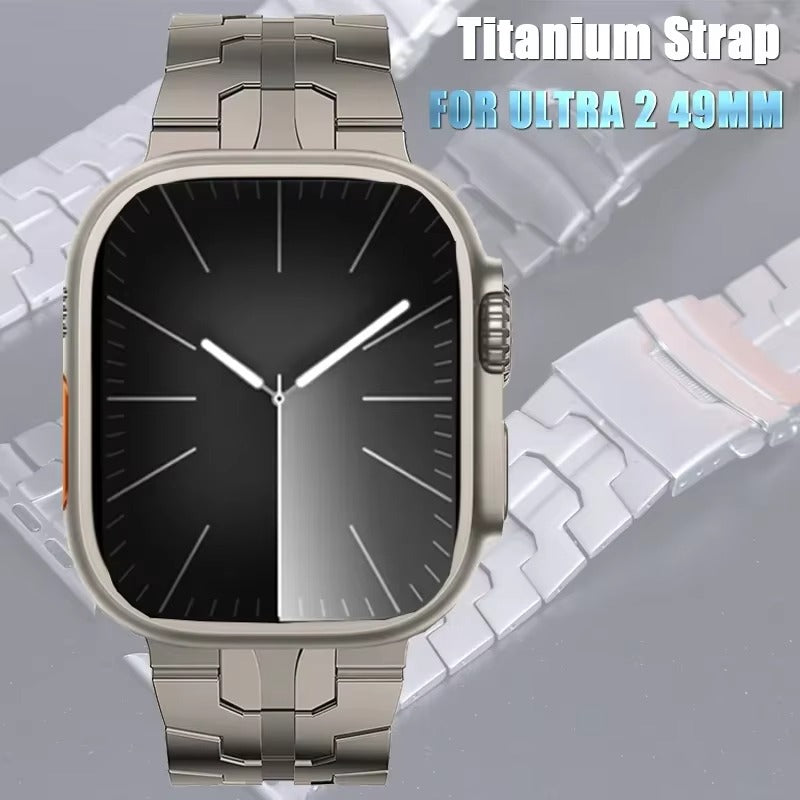 Luxury Titanium Link Watch Band – Men's Business Style Adjustable Metal Bracelet, Durable Steel Strap for 40mm to 49mm 