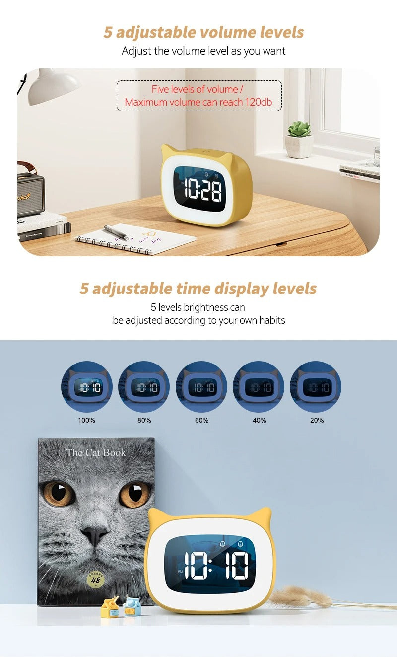 Premium Rechargeable LED Alarm Clock for iPhone Users – Touch Control Night Light,  Always-On Display, 12/24H Music Desk Clock