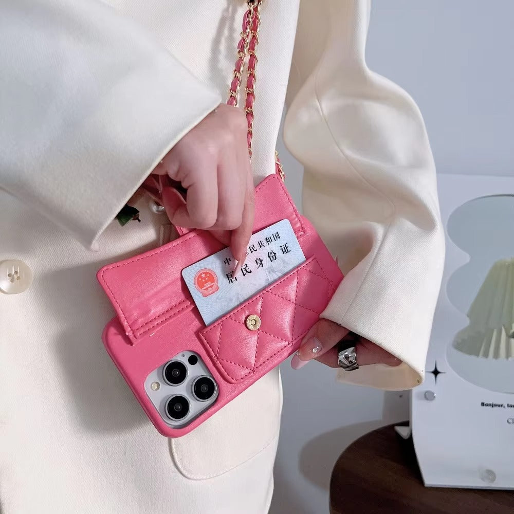 Premium Apple iPhone Case, MagSafe Compatible, Camera Lens & Screen Protection, Ultra Thin, Shockproof, Magnetic Full All Around Cover – Camellia Leather Wallet Case with Card Slot & Crossbody Lanyard