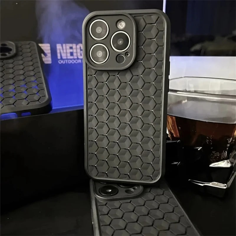 High Quality Apple iPhone Case, MagSafe Compatible, Camera Lens & Screen Protection, Ultra Thin, Shockproof, Magnetic Full All Around Cover – Mesh Honeycomb Silicone Case with Breathable Cooling & Heat Dissipation Design