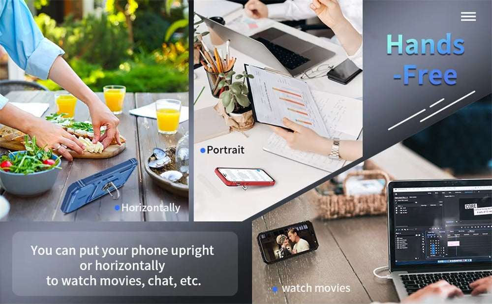 Robust Apple iPhone Case, MagSafe Compatible, Camera Lens and Screen Protection, Ultra Thin, Shockproof, Magnetic, Full All Around Protection, Slide Rotating Armor Cover