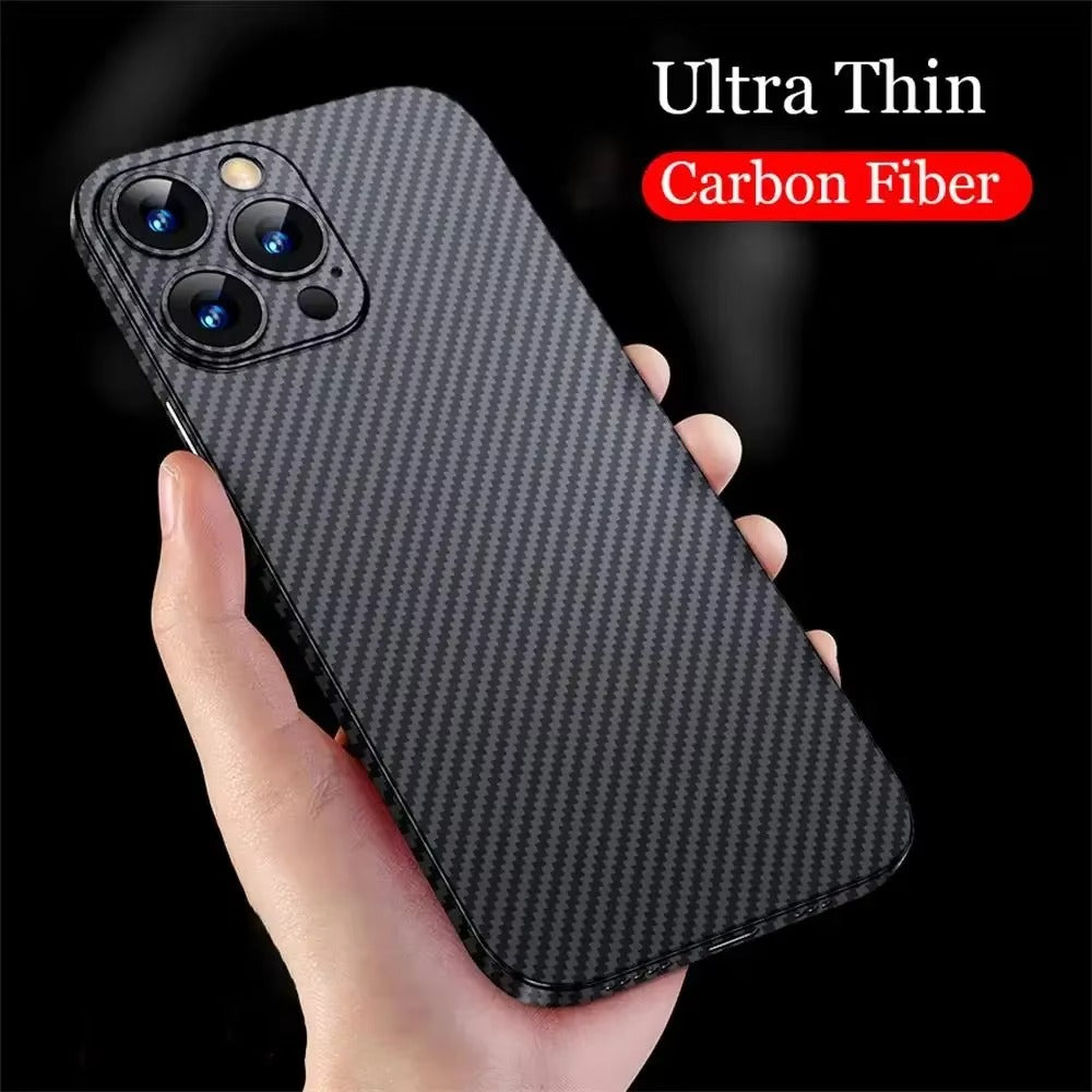 Luxury Apple iPhone Case, MagSafe Compatible, Camera Lens & Screen Protection, Ultra Thin, Shockproof, Magnetic Full All Around Cover – Ultra Thin 0.2mm Carbon Fiber Matte PP Back Cover for Lightweight Sleek Protection