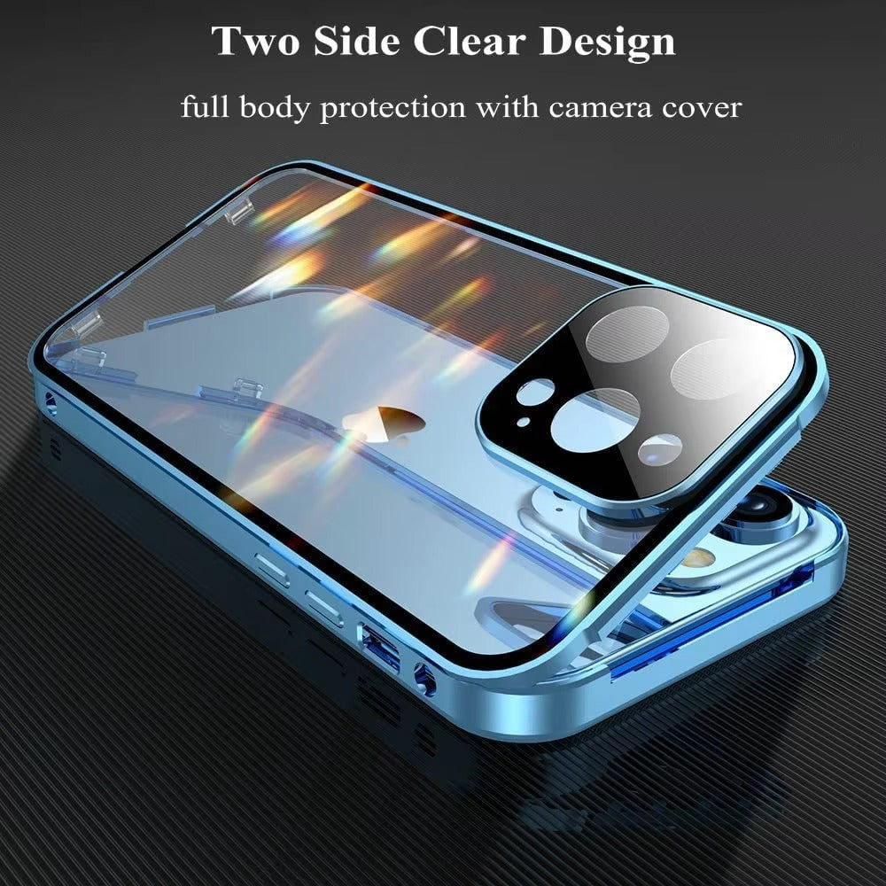 Luxury Apple iPhone Case Compatible, Camera Lens & Screen Protection, Ultra Thin Magnetic Full All Around Protection Cover 