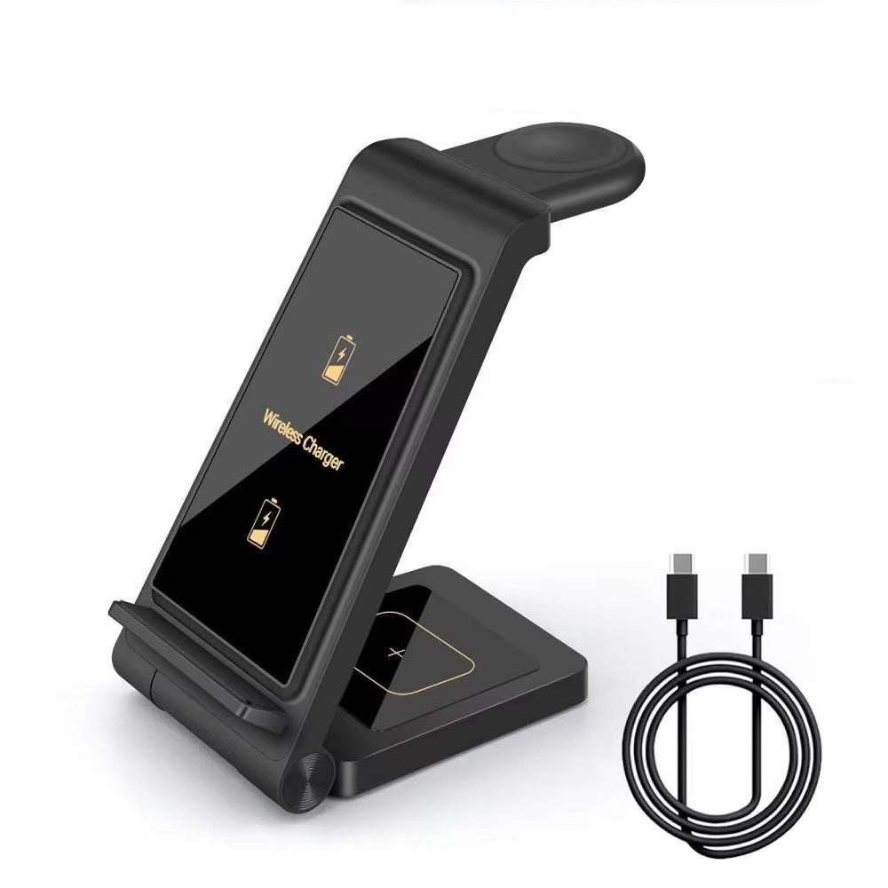 Premium 25W 3 in 1 Wireless Charging Station – Fast Charger Stand for Samsung Phones, Galaxy Watch and Buds with Detachable Holder and Type-C Cable