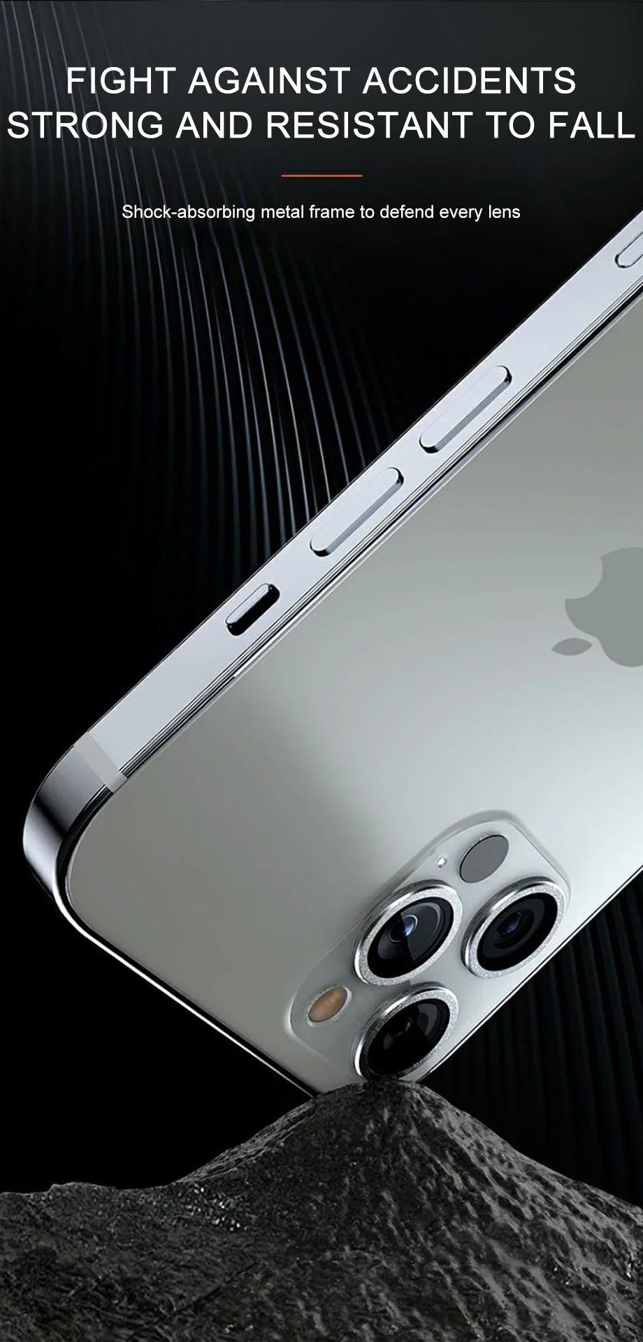 Luxury Metal Camera Lens Protector for iPhone – Diamond Edging, 9H Corning Glass, Anti-Scratch, Shockproof, Ultra HD Transparent Lens Cover Ring