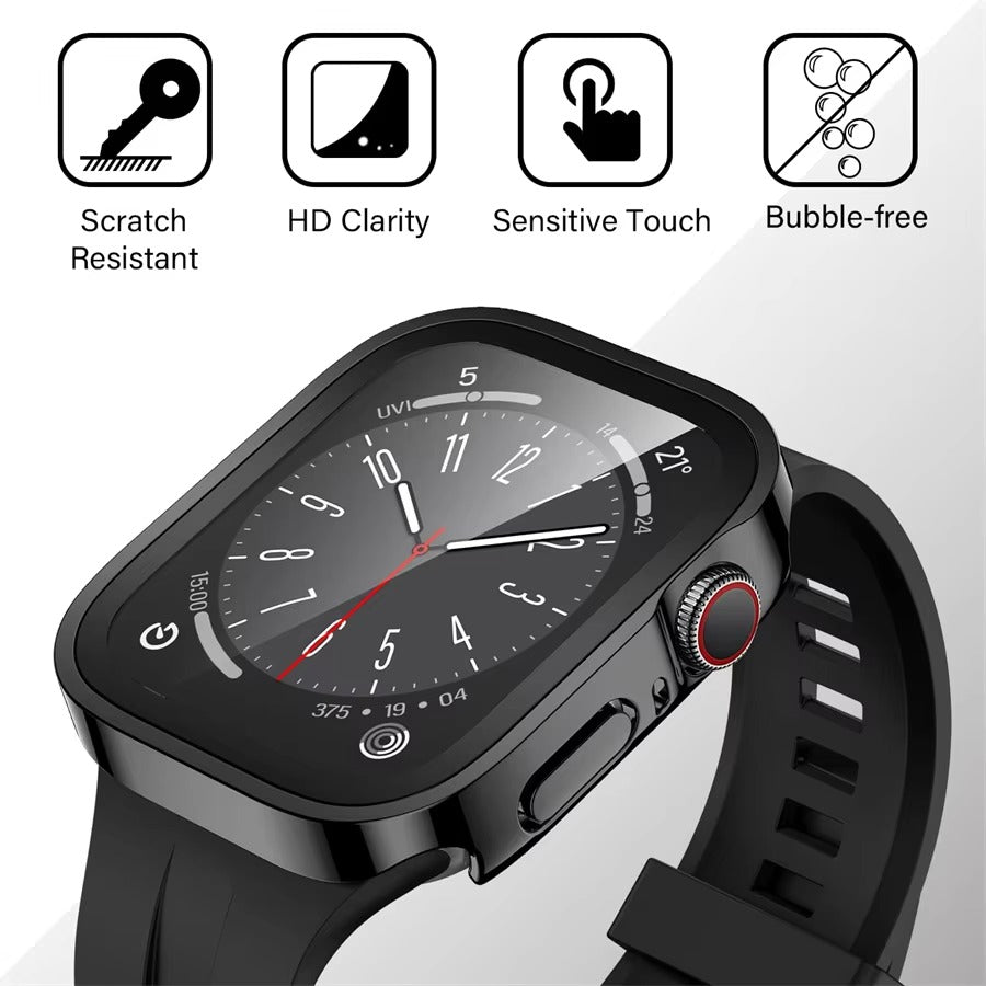 High Quality Tempered Glass Case for Apple Watch – Full Coverage Display Protector Film for 40mm to 45mm Smartwatches