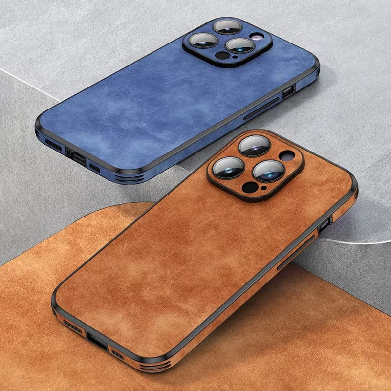 Shockproof Magnetic Leather Apple iPhone Case, MagSafe Compatible, Full Lens and Screen Protection, Slim Bumper Grip Cover 