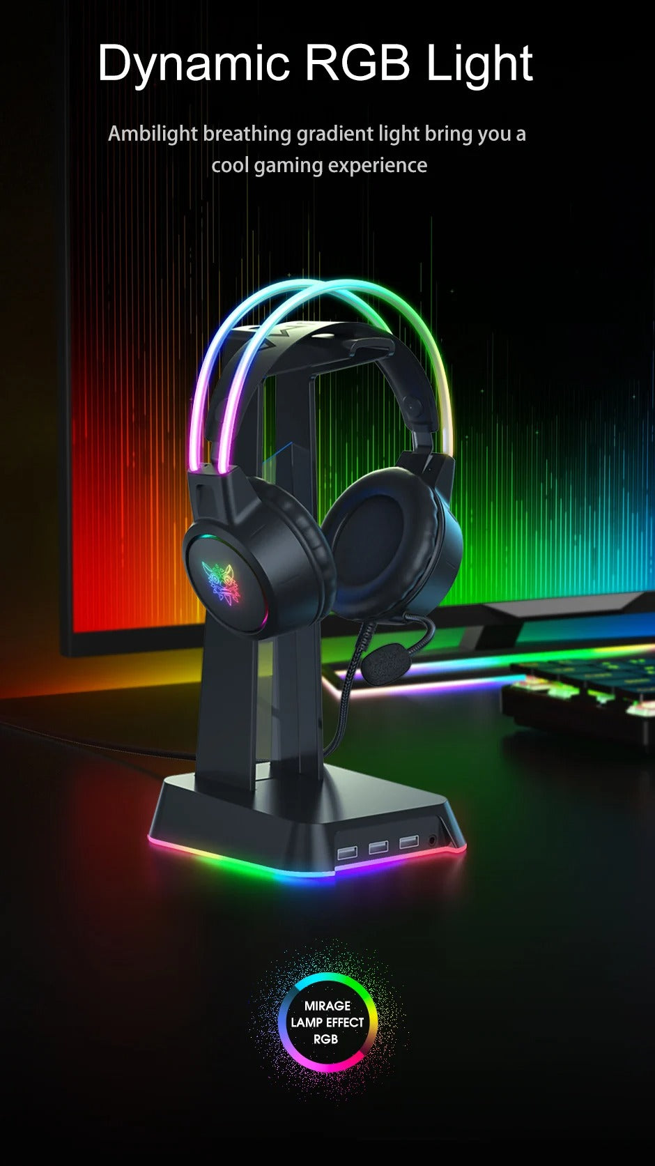 Premium Cat Ear Gaming Headset for iPhone & Mac – Wired Over-Ear Headphones with RGB Lights, Noise Streaming & Online Play