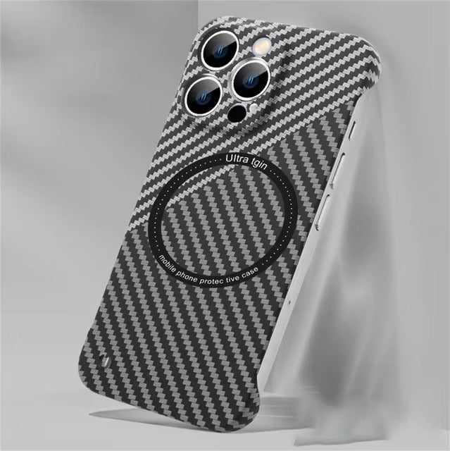Luxury Carbon Fiber Apple iPhone Case, MagSafe Compatible Ultra Thin Magnetic Wireless Charging Support and Slim Frame Design