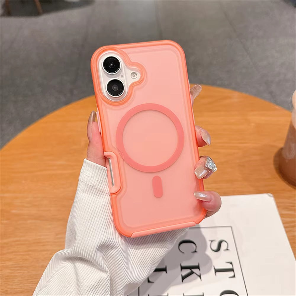 High Quality Apple iPhone Case, MagSafe Compatible, Camera Lens & Screen Protection, Ultra Thin, Shockproof, Magnetic Full All Around Cover – Dual Color Matte Armor Case with Wrist Strap & Magnetic Lanyard