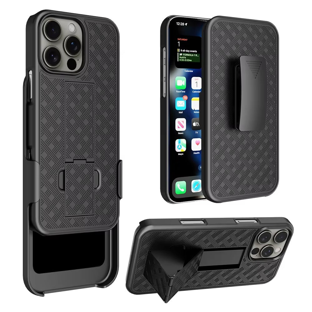 High Quality Apple iPhone Case, MagSafe Compatible, Camera Lens & Screen Protection, Ultra Thin, Shockproof, Magnetic Full All Around Cover – 2-in-1 Holster Combo Case with Kickstand & Waist Belt Clip