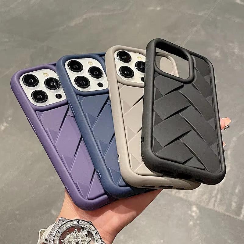 Luxury Apple iPhone Case, MagSafe Compatible, Camera Lens & Screen Protection, Ultra Thin, Shockproof, Magnetic Full All Around Cover – 3D Woven Pattern Soft Silicone Case with Heat Dissipation & Solid Protection