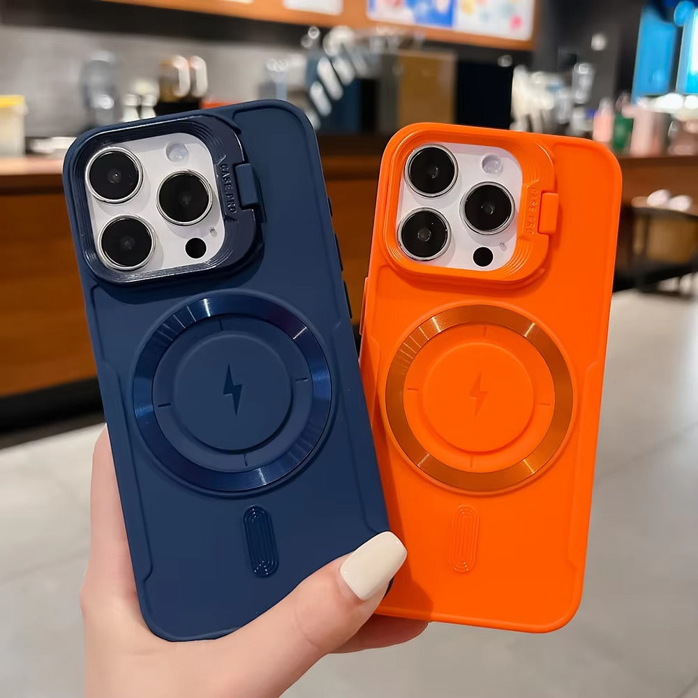 Premium Apple iPhone Case, MagSafe Compatible, Camera Lens & Screen Protection, Ultra Thin, Shockproof, Magnetic Full All Around Cover – Soft Silicone Case with Wrist Strap, Magnetic Lanyard & Lens Stand Bracket