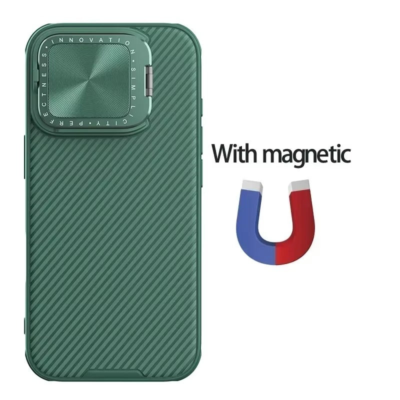 Premium Apple iPhone Case  Ultra Thin Shockproof Magnetic Full All Around Protection Cover with Slide Camera Stand Bracket