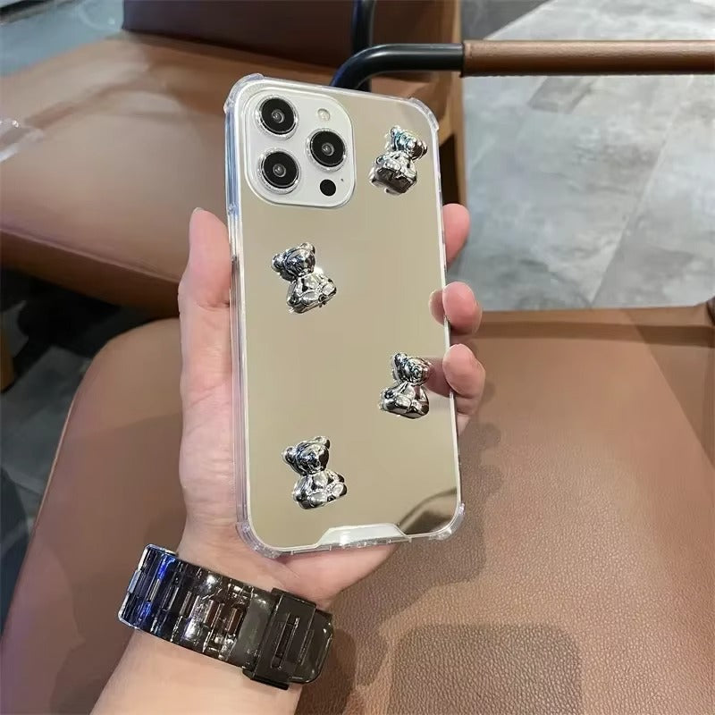 Luxury Apple iPhone Case, MagSafe Compatible, Camera Lens and Screen Protection, Ultra Thin, Shockproof, Magnetic, Full All Around Protection, Bow Heart Mirror Cover