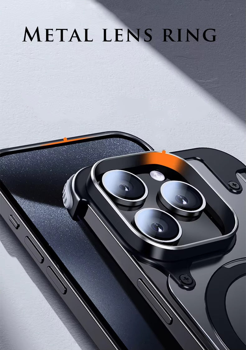 Luxury Edgeless Apple iPhone Case, MagSafe Compatible, Ultra Thin Magnetic  Metal Frame and Aluminum Kickstand