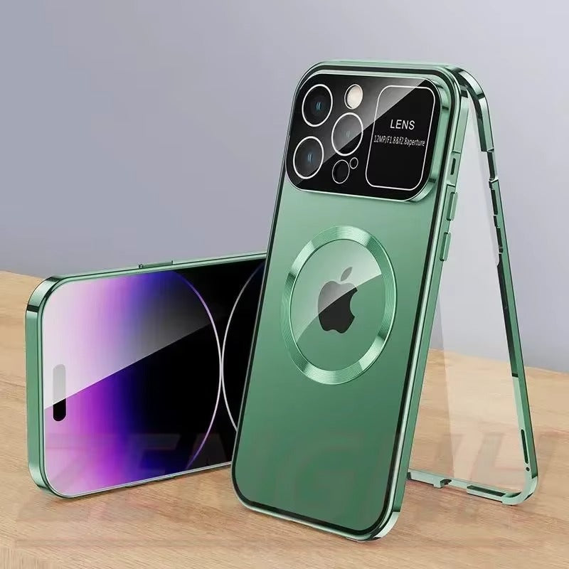 High Quality Apple iPhone Case MagSafe Compatible, Camera Lens & Screen Protection, Cover with Double Glass Window Design