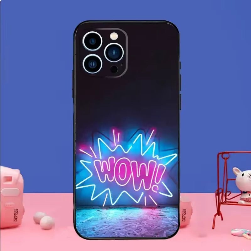 Premium Apple iPhone Case, MagSafe Compatible, Camera Lens and Screen Protection, Ultra Thin, Shockproof, Magnetic, Full All Around Protection, Neon Light Black Cover